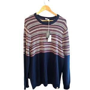 Tentree Kepler Knit Sweater Men XXL Blue Organic Preppy Grandpa Thick Warm NWT